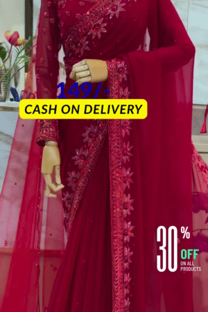 ✨ Celestial Sparkle – Georgette Sequin Work Saree