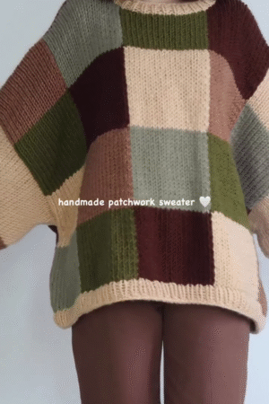 Handmade Patchwork Sweater | Cozy & Trendy Winter Wear 🧶✨