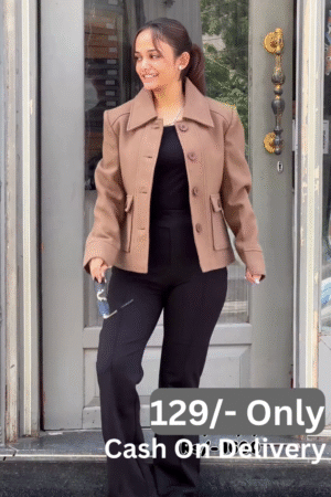 Metro Ease: Brown Jacket & Monochrome Base Ensemble