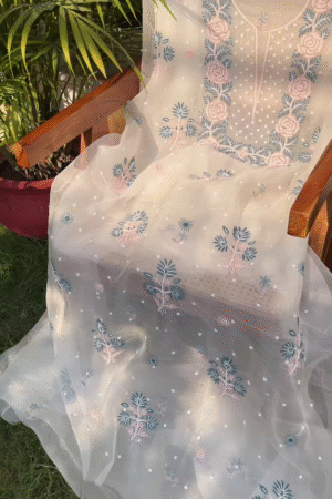 Women’s Floral Embroidered Flared Kurta Set with Dupatta